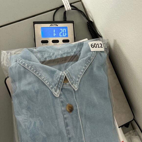 ENZA COSTA Soft Denim Shirt Dress Womens Small Light Blue Short Sleeve Button Up - Picture 14 of 14